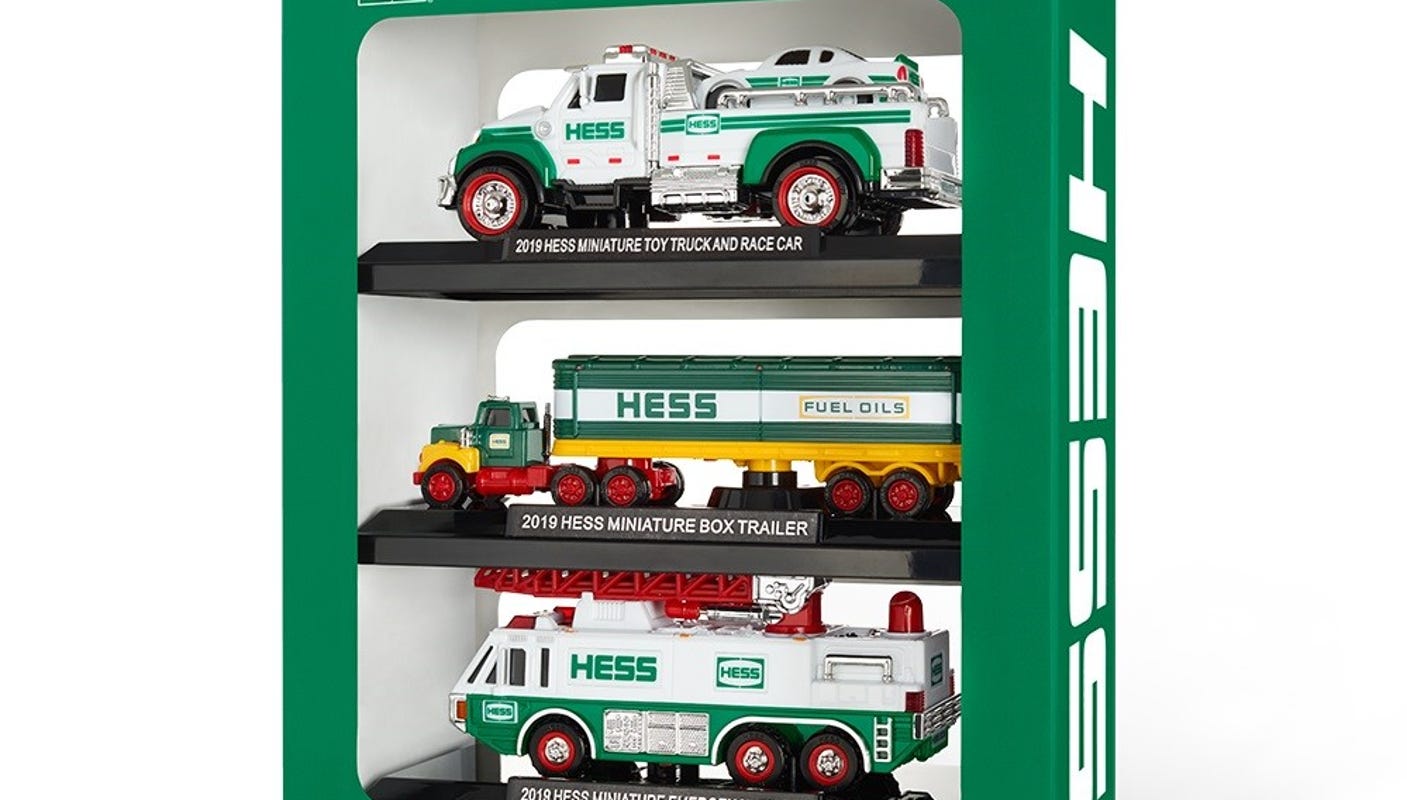 Hess mini trucks 2019 on sale box trailer emergency truck car set Hess mini trucks 2019 on sale box trailer emergency truck car set