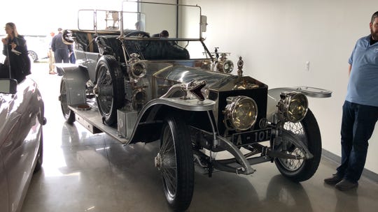 Rare 1909 Rolls Royce Silver Ghost shelters from rain at the preview for the Concours d'Elegance of America, which takes place in Plymouth, July 28.