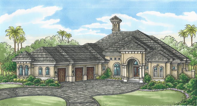 The Cambridge, by Florida Lifestyle Homes, offers a lake and golf course view.
