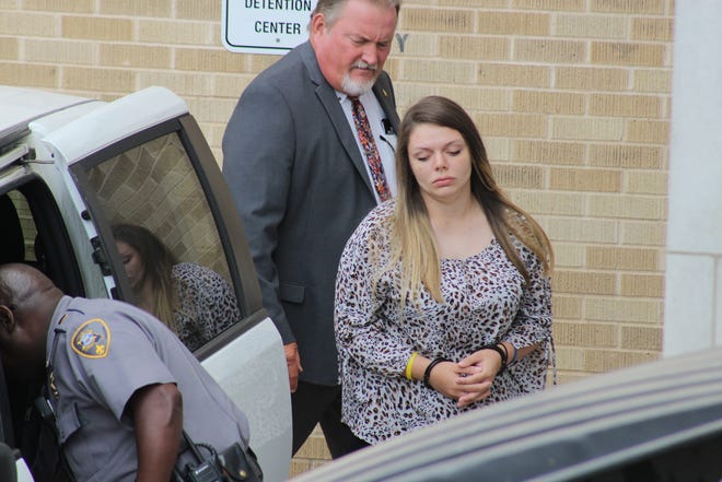Hanna Nicole Barker leaves the Natchitoches Parish Courthouse Thursday after a hearing in her first-degree murder case. The state said a decision would be made by Aug. 1 on whether it will seek the death penalty for Barker, who is accused in the July 2018 burning death of her 6-month-old son.