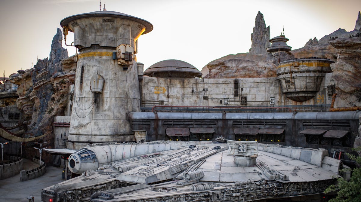 Star Wars: Galaxy's Edge at Disneyland Park in Anaheim, California is Disney's largest single-themed land expansion ever at 14-acres, transporting guests to Black Spire Outpost, a village on the planet of Batuu. Guests will discover two signature attractions. Millennium Falcon: Smugglers Run (pictured), available opening day, and Star Wars: Rise of the Resistance, opening later in 2019.