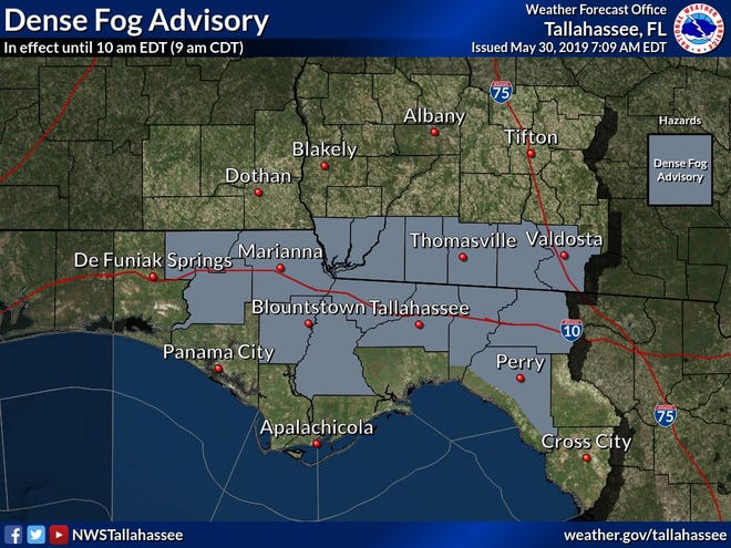 Drivers should use caution this morning because of low visibility on roads from smoke and fog.