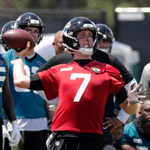 Nick Foles takes part in the Jaguars' voluntary...