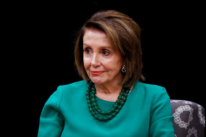 In this May 24, 2019, file photo speaker of the House Nancy Pelosi, D-Calif., speaks at Delaware County Community College in Media, Pa. The Trump administration has formally notified Congress, on Thursday, May 30, 2019, it’s proceeding with its plan to get the NAFTA replacement approved, a move Pelosi called “not a positive step” as her party weighs whether to support the deal.