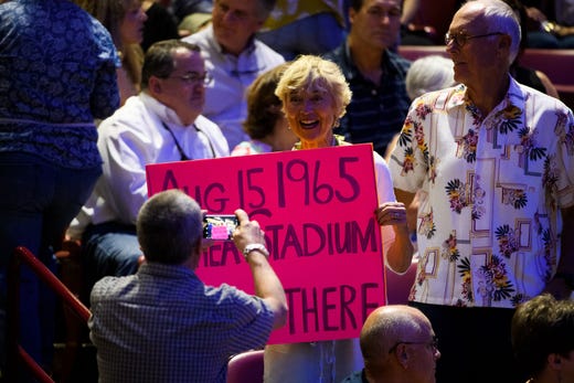 Paul McCartney fans during before his Freshen Up tour performance at the Bon Secours Wellness Arena Thursday, May 30, 2019.