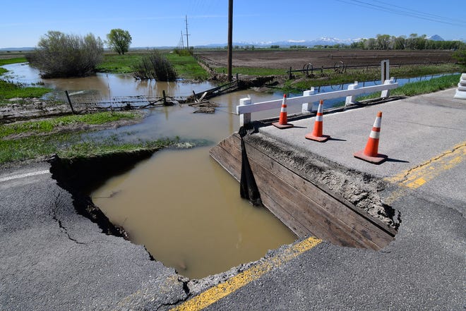 A bridge was washed out on Montana Highway 21 earlier this week due to flooding in the area. NWS Great Falls has also issued a Flood Warning for the Sun River Friday.