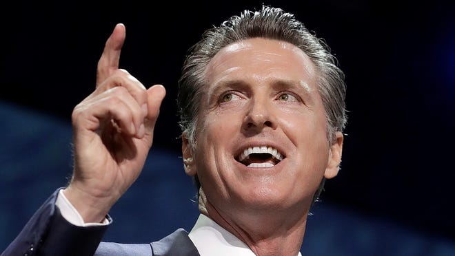 California Gov. Gavin Newsom speaks during the 2019 California Democratic Party State Organizing Convention in San Francisco. Newsom signed a bill into law that makes California the first state to ban the fur trade on Wednesday, Sept. 4, 2019.