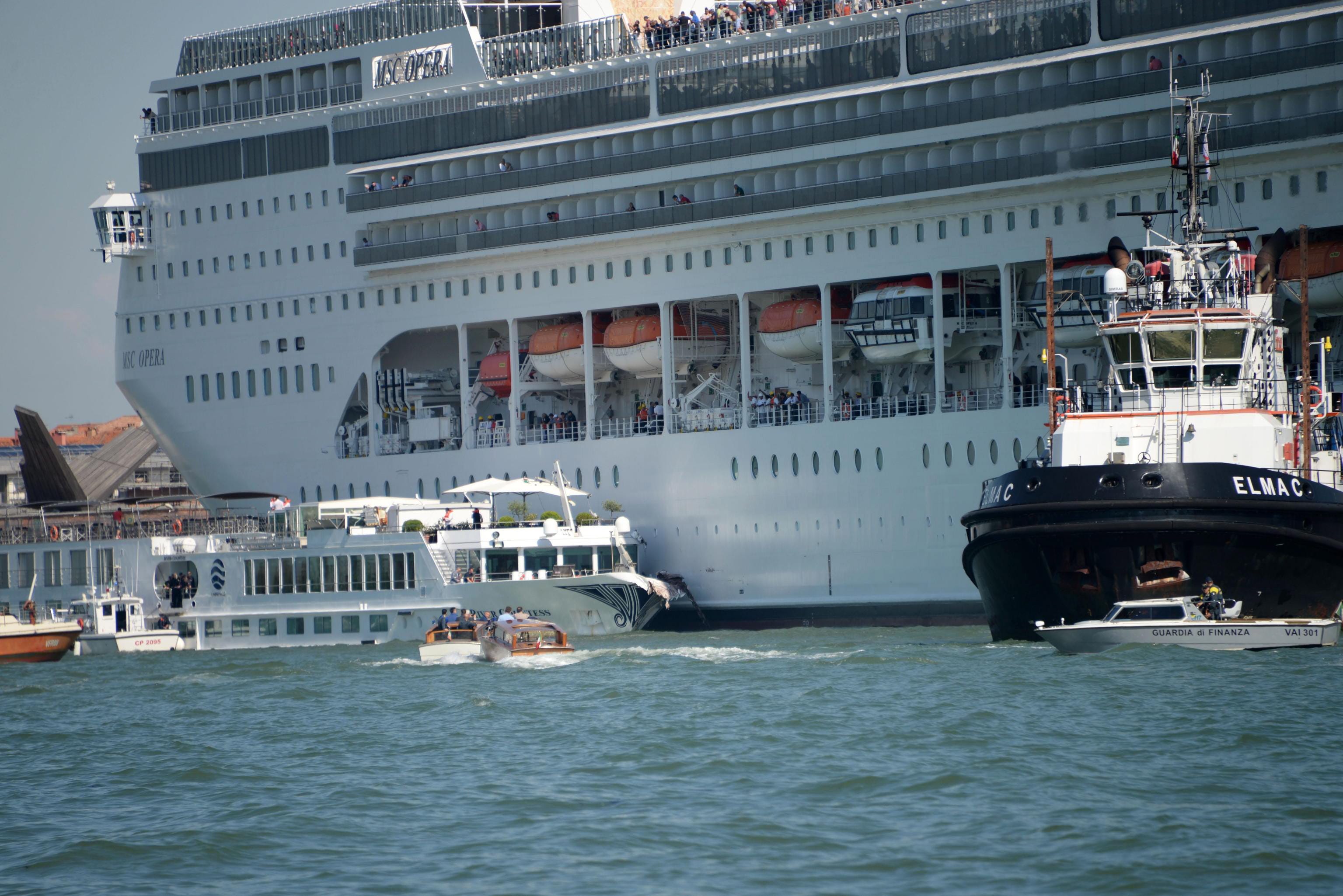 Cruise Ship Collides With Tourist River Boat In Venice