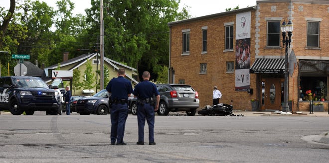Eastbound Michigan Avenue was closed at Clemens Avenue on Monday, June 3 because of a crash involving a motorcycle.