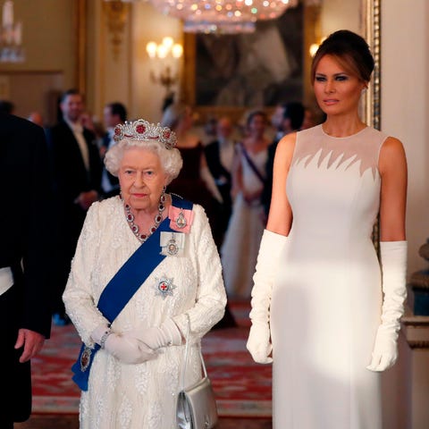 Queen Elizabeth II, President Donald Trump, and...