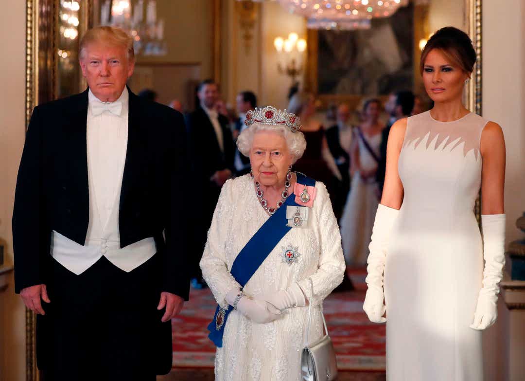  Queen Elizabeth's glittery state banquet for Trumps begins with toasts and national anthems 