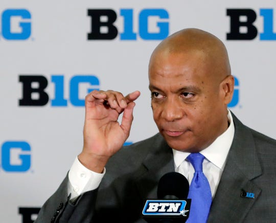 Minnesota Vikings chief operating officer Kevin Warren talks to reporters after being named Big Ten Conference Commissioner during a news conference Tuesday, June 4, 2019, in Rosemont, Ill.
