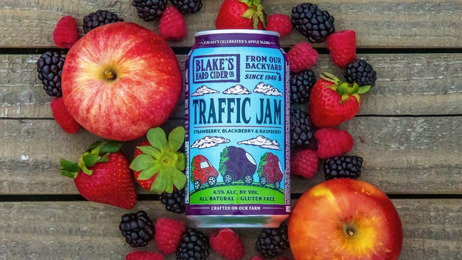 Michigan-based Blake's Hard Cider Co. released this promotional image for their new cider, Traffic Jam, which Traffic Jam and Snug in Midtown alleges violates trademark and other laws.