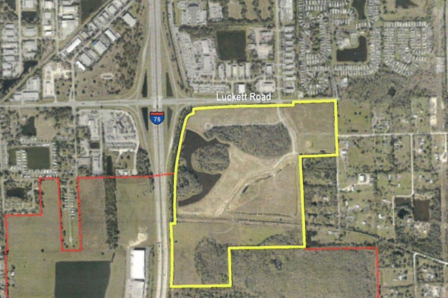 A screen grab shows an area of Luckett Road that was under consideration for future land use change by the city of Fort Myers.