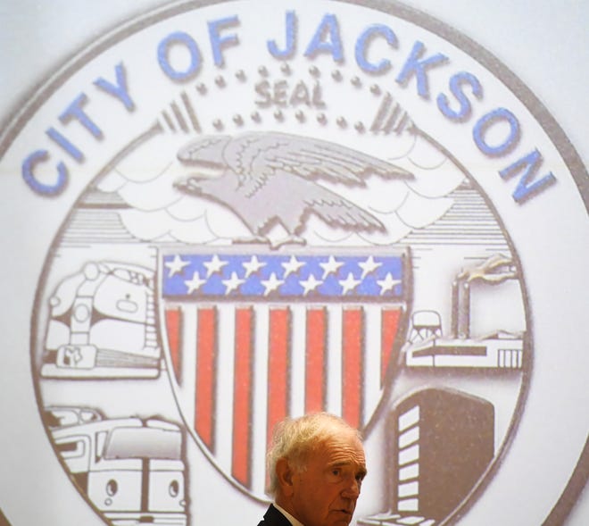 Mayor Jerry Gist presides over his final Jackson City Council meeting June 4, 2019.