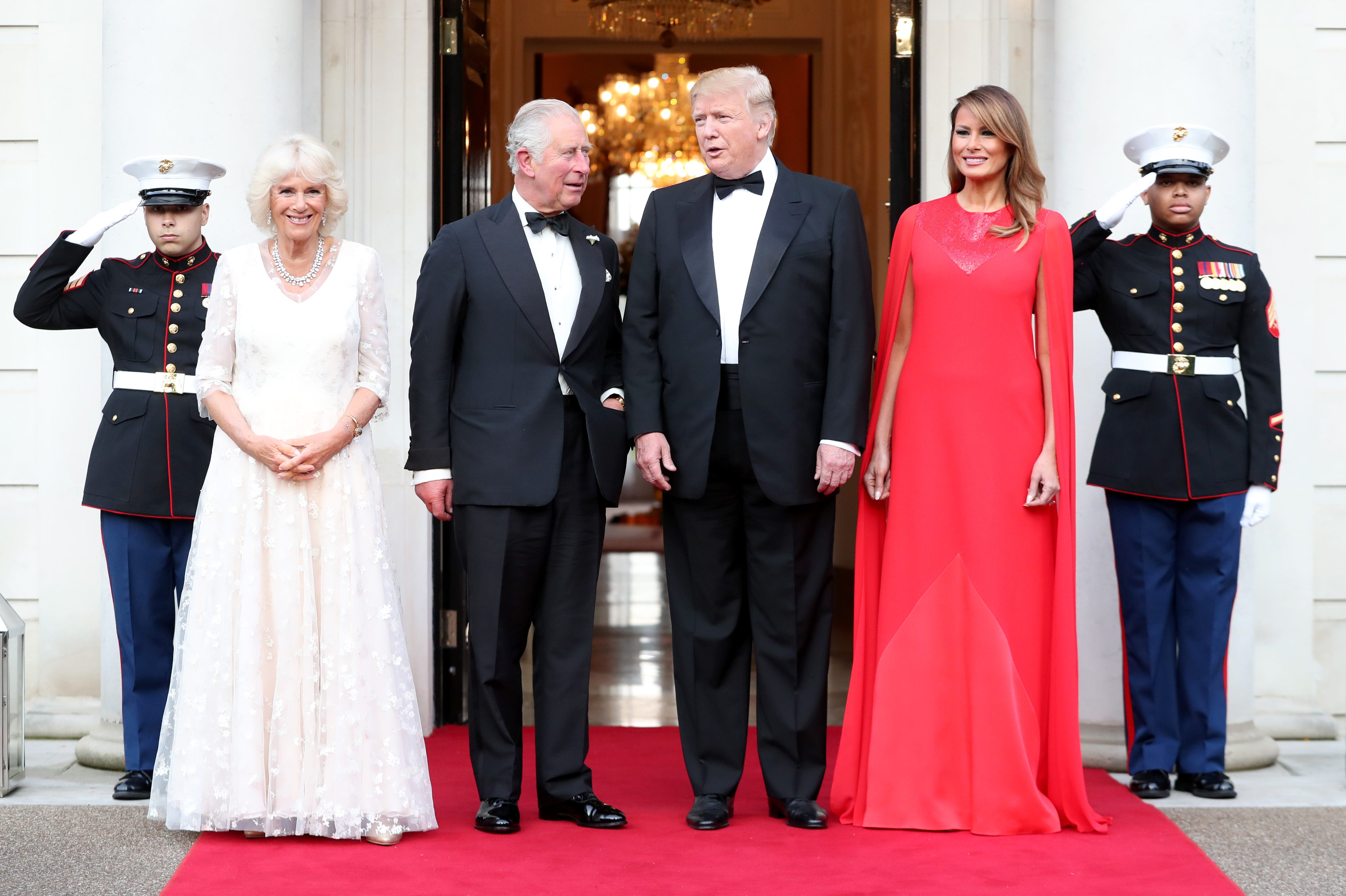 Melania Wears Gown By Meghan S Designer At Dinner For Charles Camilla