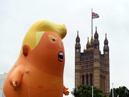 Donald Trump Baby Balloon Has Risen In Londons Parliament Square