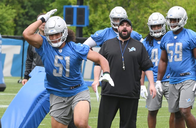 Coach Matt Patricia, center, and the Lions won't be featured on HBO's "Hard Knocks" this season.