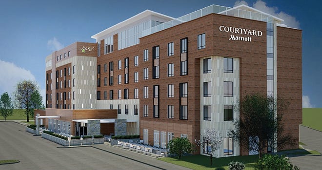 A pre-rendered image of what the Courtyard Hotel by Marriott will look like when construction is finished.