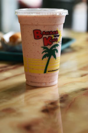The Banana King shake with strawberry, banana, mango and evaporated milk from Banana King for the Latin food crawl in Paterson on Thursday June 6, 2019.