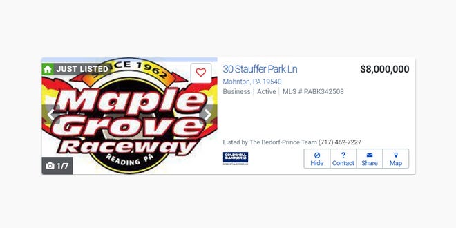 Real-estate listing for Maple Grove Raceway