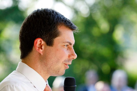 Democratic presidential candidate Pete Buttigieg speaks during a house party, Friday, June 7, 2019, in Winterset, Iowa.