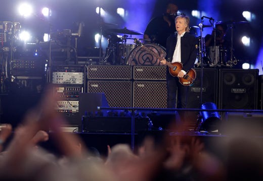 Paul McCartney performs June 8, 2019 at Lambeau Field in Green Bay, Wis.