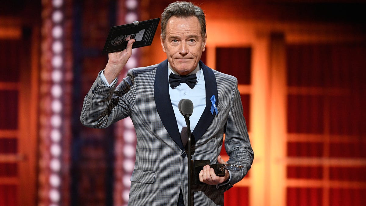 Bryan Cranston accepts his second Tony for "Network," based on the 1976 satirical film.