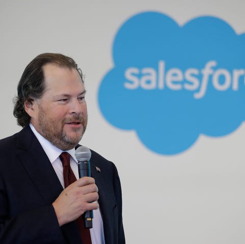 FILE - In this May 16, 2019 file photo, Salesforce