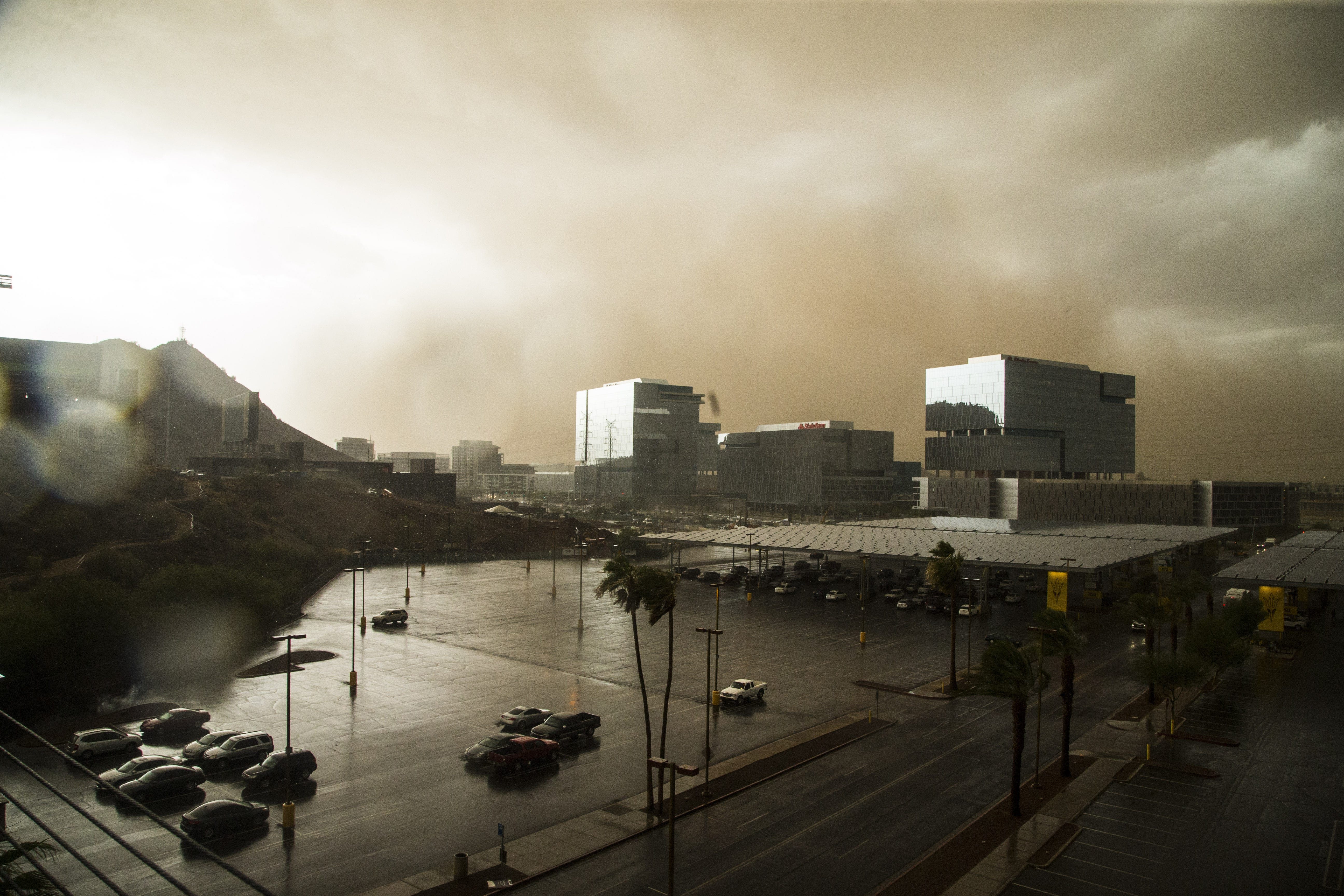 A dust storm passes along the north side of Tempe on July 9, 2018, tearing a 300-mile path before dying out in southeastern California.