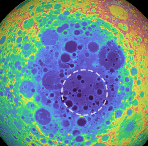 This false-color graphic shows the topography of...