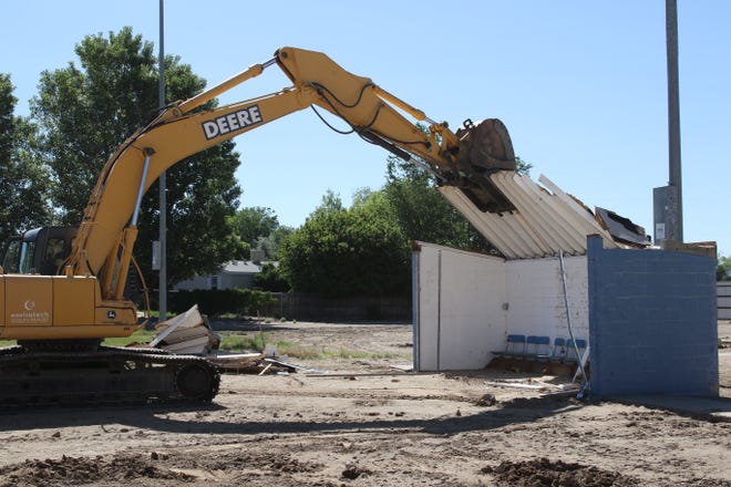 The demolition of the dugouts, fences and press box at Bloomfield High School's old softball field began on Wednesday, June 12.