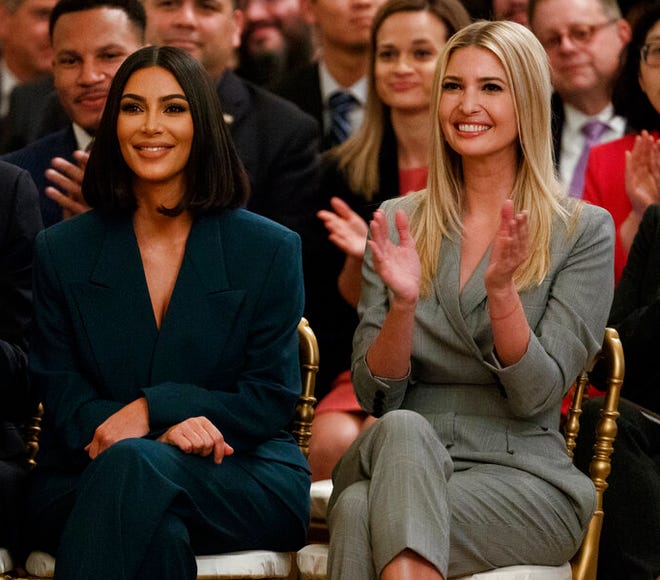 Ivanka Trump applauds as Kim Kardashian West is introduced during an event in the East Room of the White House, Thursday, June 13, 2019, in Washington. Trump took in nearly $4 million in revenue last year from her stake in President Donald Trump’s hotel down the street from the Oval Office.
