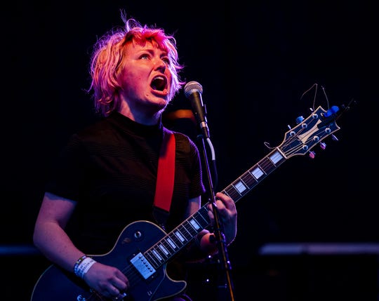 Rej Forester of the band GRLwood performed at the 2019 Kentuckiana Pride Festival on June 14, 2019