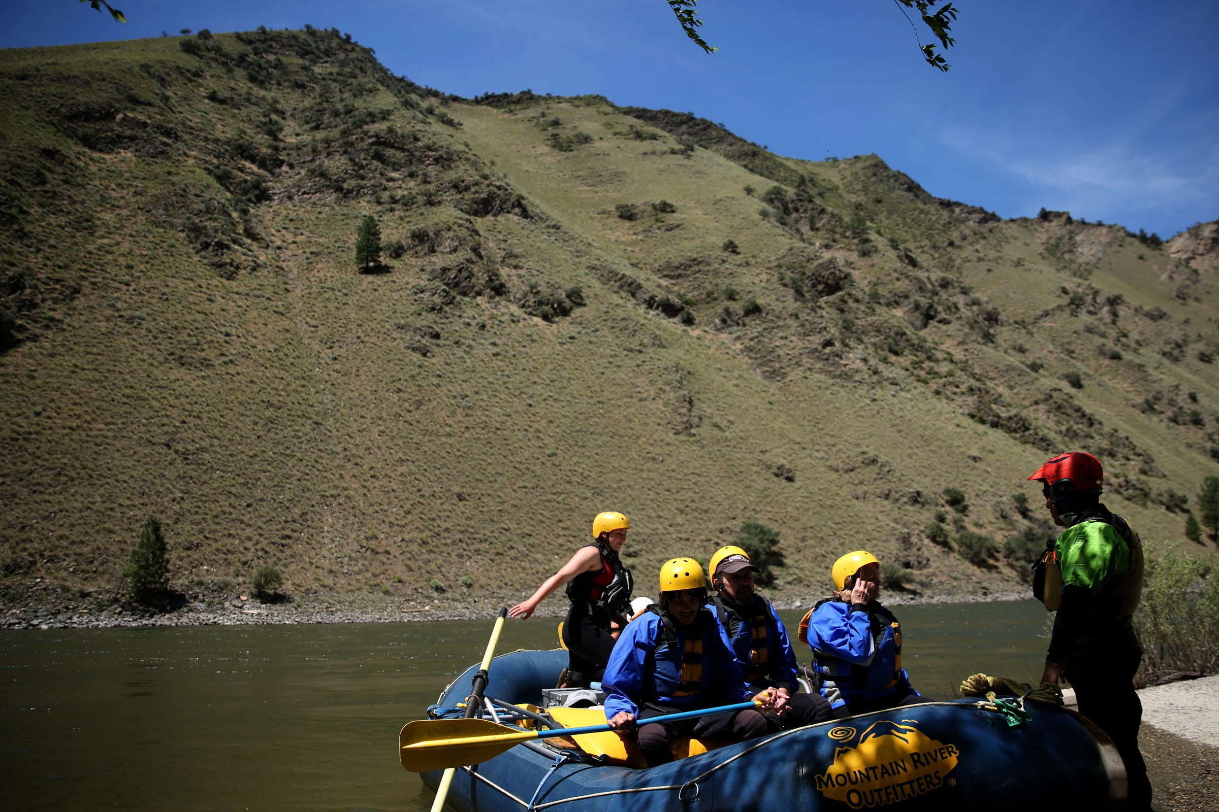 Mountain River Outfitters leads a rafting trip for tourists form Utah on the Salmon River at Riggins, Idaho on June 12, 2019.