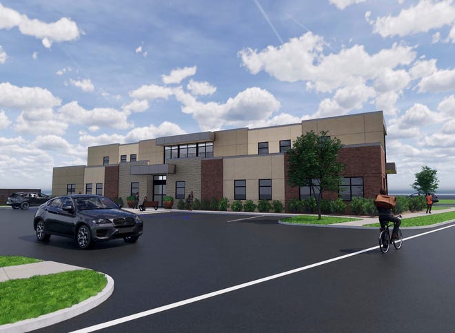 An artist’s rendering of the new Allwell Behavioral Health Services facility that will be located at Seventh and Main streets in Coshocton. Construction is expected to begin this month.