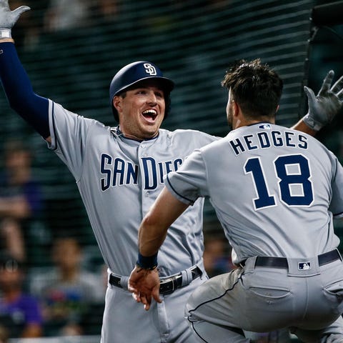 Padres outfielder Hunter Renfroe hit five home...