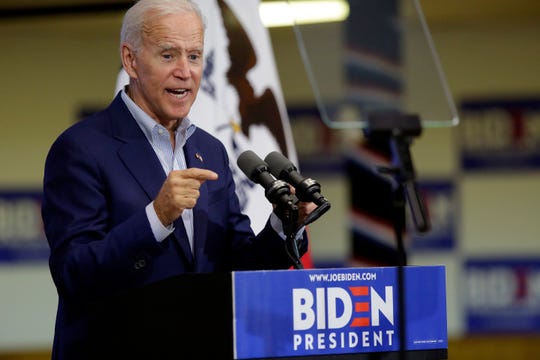 Former Vice President Joe Biden campaigns for president in Davenport, Iowa, on June 11, 2019.