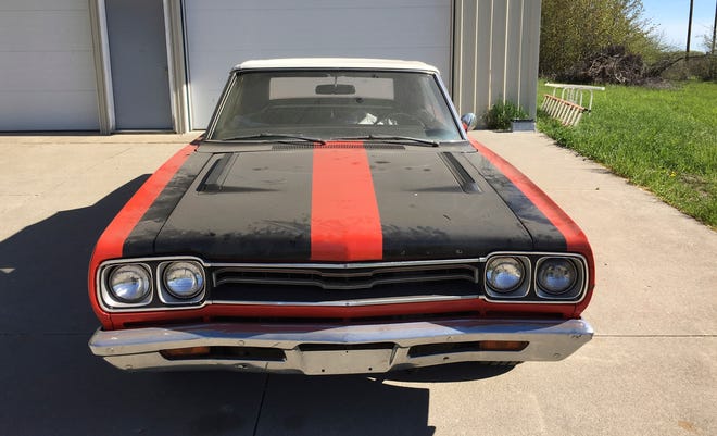 In a May 21, 2019 handout photo from the Leelanau County Sheriff, a 1969 Plymouth GTX convertible is seen.