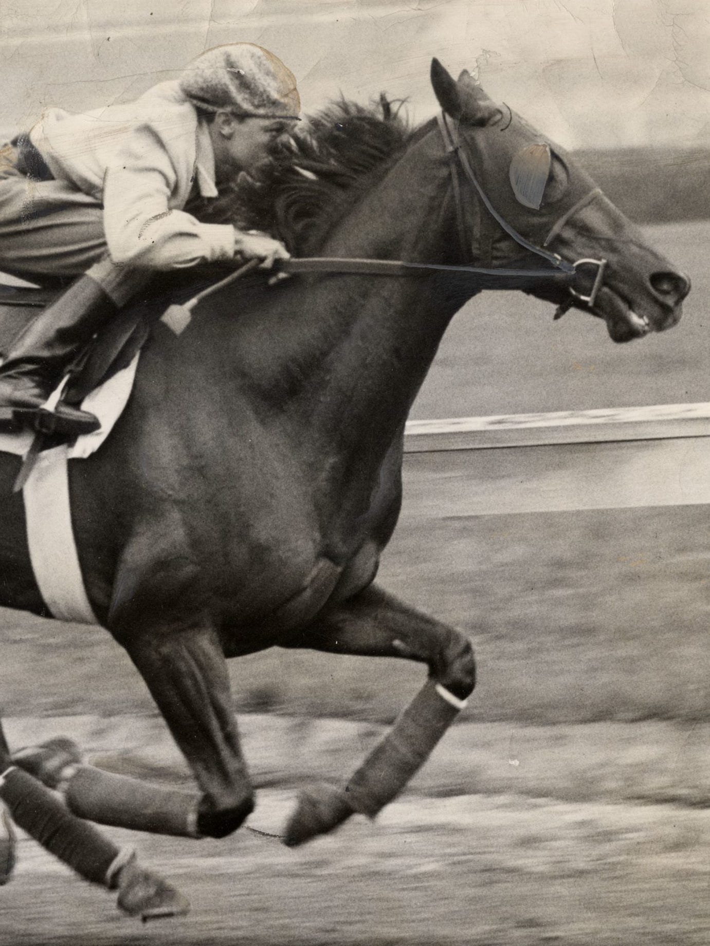 Whirlaway in action on May 2, 1941. All the tremendous power and muscular coordination are shown as he worked out at Churchill Downs for his record-breaking run a few days later in the Derby. Here's Whirlaway in action. All the tremendous power and muscular coordination is shown as he worked out at Churchill Downs for his record-breaking run a few days later in the 1941 Kentucky Derby. May 2 1941.