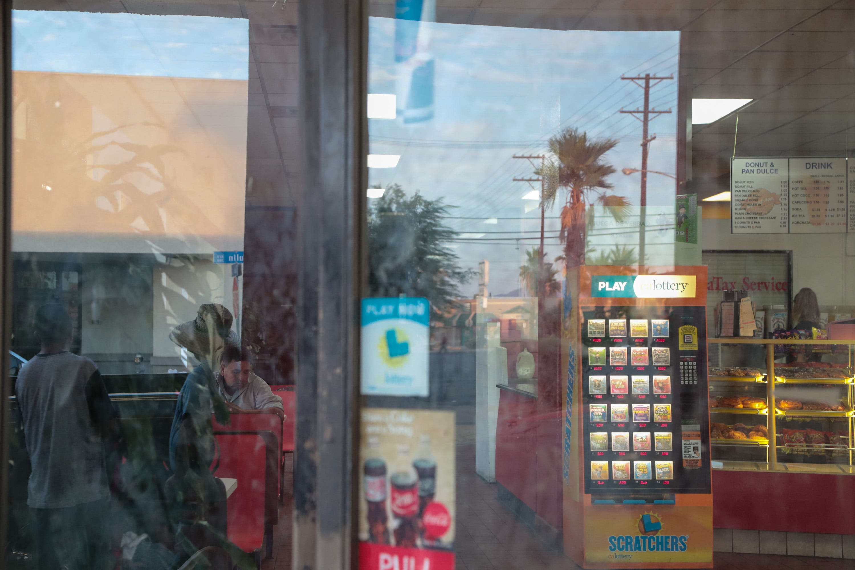 Early morning through the door at Donut Avenue, Calexico, Calif., 5:53 AM, June 12, 2019.