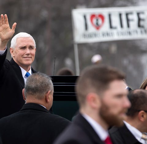 Vice President Mike Pence arrives to speak at the...