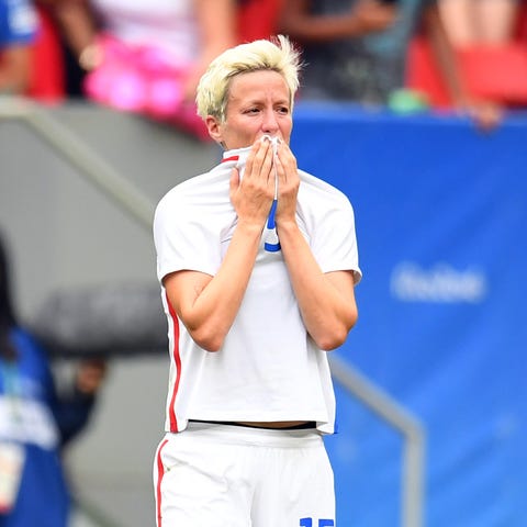 Megan Rapinoe after the team's loss to Sweden in...