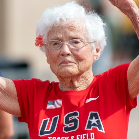 103-year-old Julia Hawkins, of Baton Rouge, La.,...