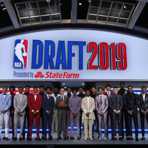 NBA Draft prospects pose for a group photo with...