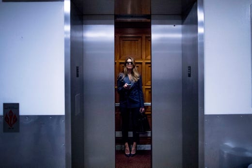 Former White House communications director Hope Hicks leaves following a closed-door interview with the House Judiciary Committee on Capitol Hill in Washington, Wednesday, June 19, 2019. (AP Photo/Andrew Harnik) ORG XMIT: DCAH409