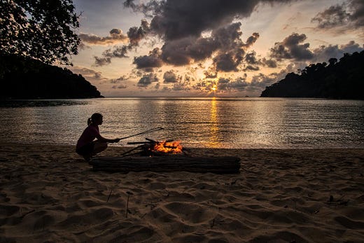 Tioman Secret Beach in the Phillipines Monkey Bay Tioman Island, Malaysia you can find some remote "secret" beaches where you don't need to share the beach. well, only with cheeky monkies and thousands of butterflies. To get there you need to walk about one and a half hour through dense jungle or take a boat taxi to get there. This place is called Monkey Beach. Just be sure you take with you a lot of water because there is no place to buy some and monkies don't share. However, we took with us some hot dogs and our getaway picnic was on!