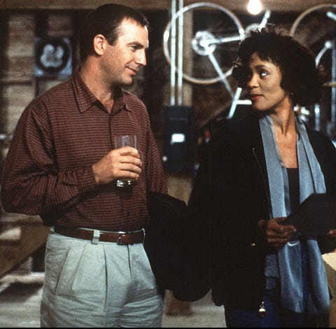 Kevin Costner and Whitney Houston in a scene from...