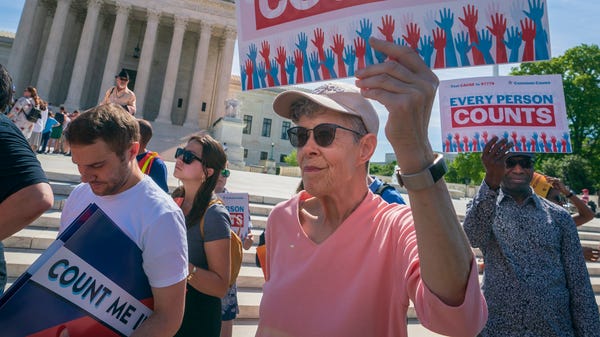 Census protest at the Supreme Court on April 23,...