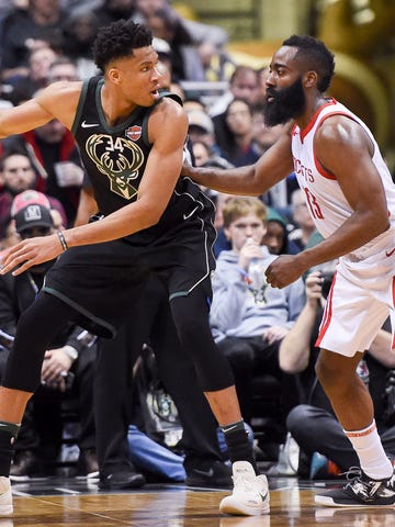 Giannis Antetokounmpo and James Harden